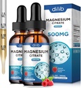 (2 Pack) Citrate de magnésium Liquid Magnésium Drops Supplément 500mg-Support Stress Relief, Os, Muscle, Mood, Sleep-4 Fl Oz, Vegan, Raspberry Flavor