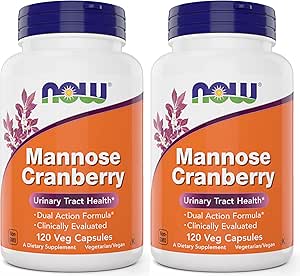 Nourriture Mannose Cranberry, 120 Capsules (paquet de 2) - avec CIP - 450 mg dMannose, 250 mg Cranberry entier - Santé urinaire* - Supplément végétalien amical, non-OGM