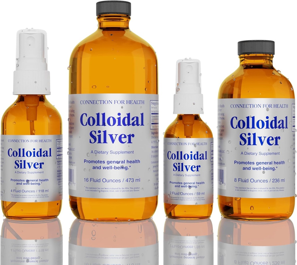 Argent colloïdal - 10 PPM - 16 oz / 8 oz / 4 oz / 2 oz - Support immunitaire