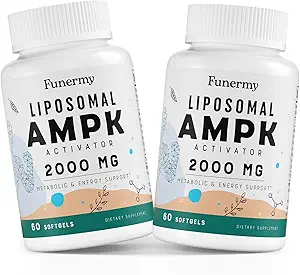 Activateur AMPK liposomique 2000 mg - Haute biodisponibilité Berberine HCL, DIM, Thistle de lait, et Capsule Cinnamon Bark 6-en-1 Suppléments AMPK pour le support antioxydant et la régulation cellulaire, 120 Softgels