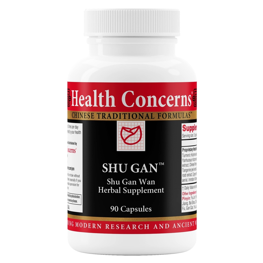 Préoccupations pour la santé Shu Gan – Soutien du foie et soulagement de la digestion – Bloating, Nausées, Gut Health, Gallbladder & Gastric Balance – Formule à base de plantes chinoises avec curcuma et pivoine – 90 Capsules