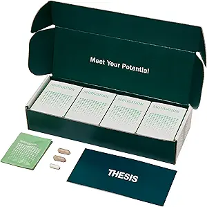 Thèse Motivation - Nootropic Cerveau Support Supplément - Promotion de l'énergie cérébrale saine, Focus & Beat Procrastination - Extrait d'artichaut, Dynamine, L-Phenylalanine & L-Theanine - 24 portions