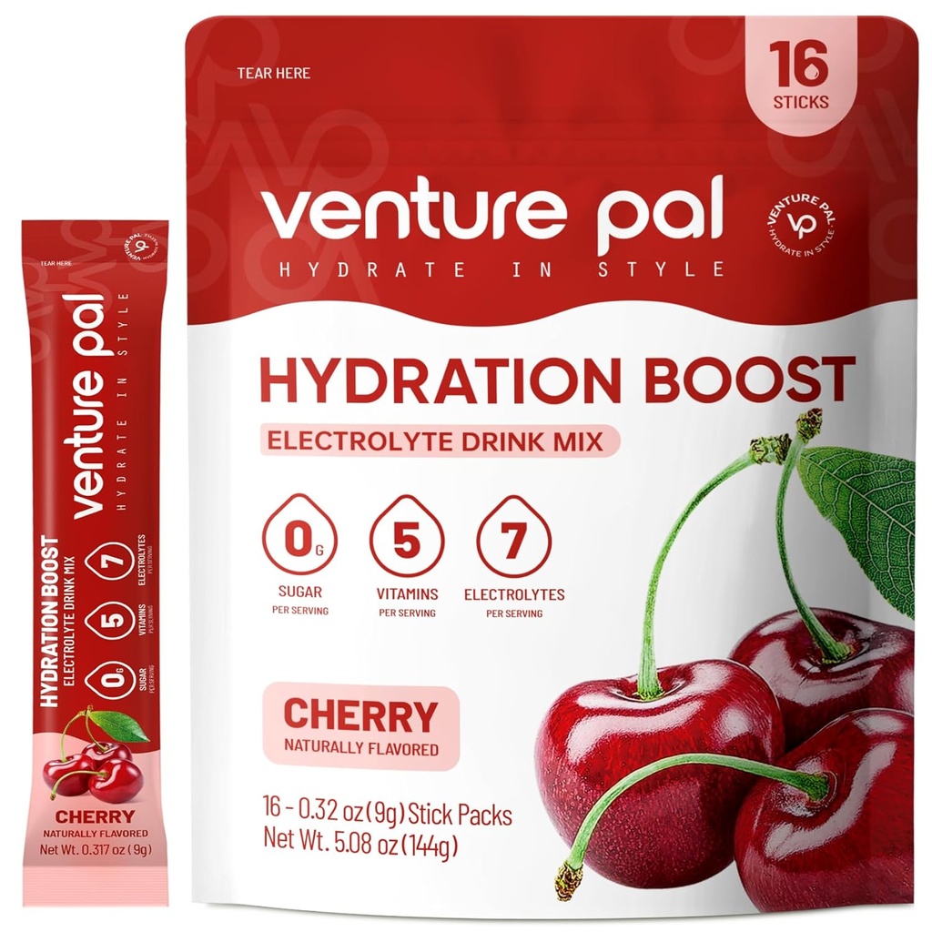 Venture Pal Powder Packets sans électrolyte de sucre - Liquid Daily IV Drink Mix pour l'hydratation rapide et la récupération des parties