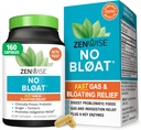 Zenwise Health No Bloat Enzymes digestifs pour Gut Health, Gas & Bloating Relief - Supplément digestion multienzymes avec probiotiques, gingembre, dandelion et lactase curcuma - Hommes et femmes - 160 Comte