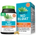 Zenwise Health No Bloat Enzymes digestifs pour Gut Health, Gas & Bloating Relief - Supplément digestion multienzymes avec probiotiques, gingembre, dandelion et lactase curcuma - Hommes et femmes - 160 Comte