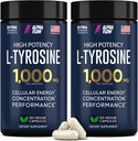 [2 Pack] Capsules L-Tyrosine 1000MG - Supplément naturel L Tyrosine pour enfants et adultes - Supplément énergie et cerveau - 2x la puissance des capsules L-Tyrosine 500mg - 300 Capsules Vegan Ltyrosine