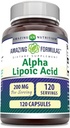Formules étonnantes Acide alpha lipoïque (complément acide amino de 200 Mg) Capsules non-OGM (sans gluten) Fabriquées aux États-Unis (1 Pack de 120 Nombre)