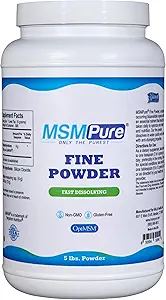 KALA Health MSMPure Dissolution rapide Fine MSM Powder Crystals – US-Fabriqué MSM pour la santé articulaire, l'apparence de la peau et le soutien des cheveux et ongles – 5 lb, soufre organique