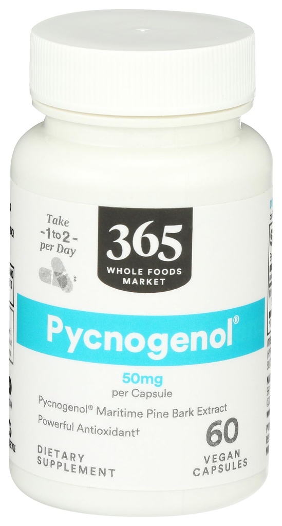 365 by Whole Foods Market, Pycnogenol Maritime Pine Bark Extract, 50mg Vegan Capsules, 60 Count
