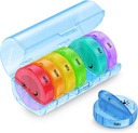 Sukuos Large Weekly Pill Organizer 2 fois par jour, quotidien Pill Box 7 Day Facile à ouvrir avec double protection, AM PM Pill Case pour la médecine/vitamine/huile de poisson/Suppléments (bleu)