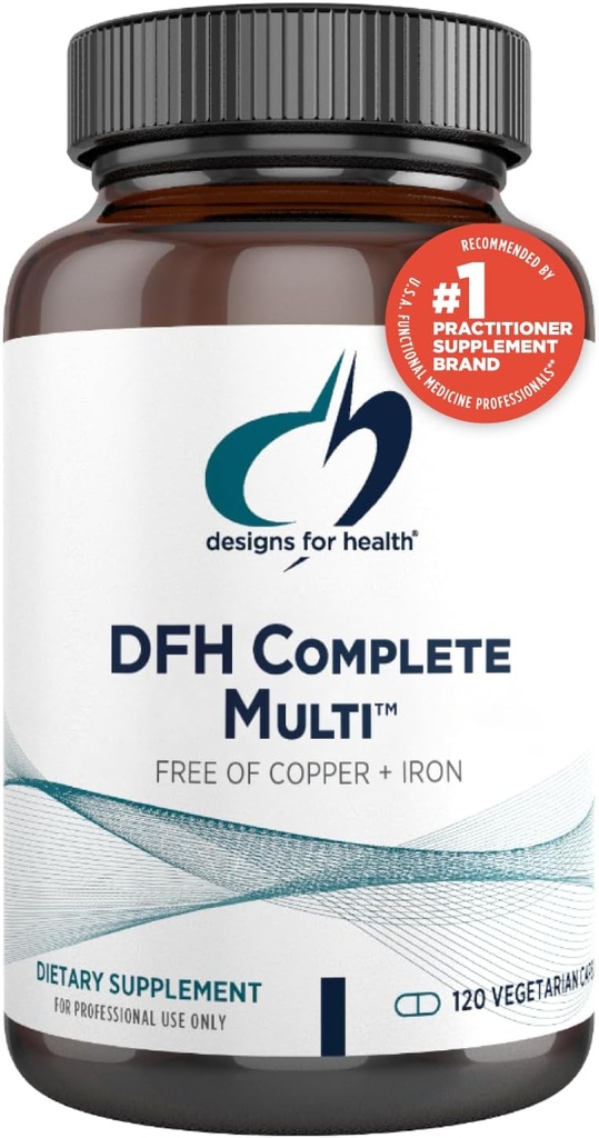 Designs for Health DFH Complete Multi - Complete Multi Vitamine + Minéral Supplément avec Folate, 1000 UI Vitamine D, Immune Support Vitamines - Multivitamine sans Cuivre, sans Fer (120 Capsules)