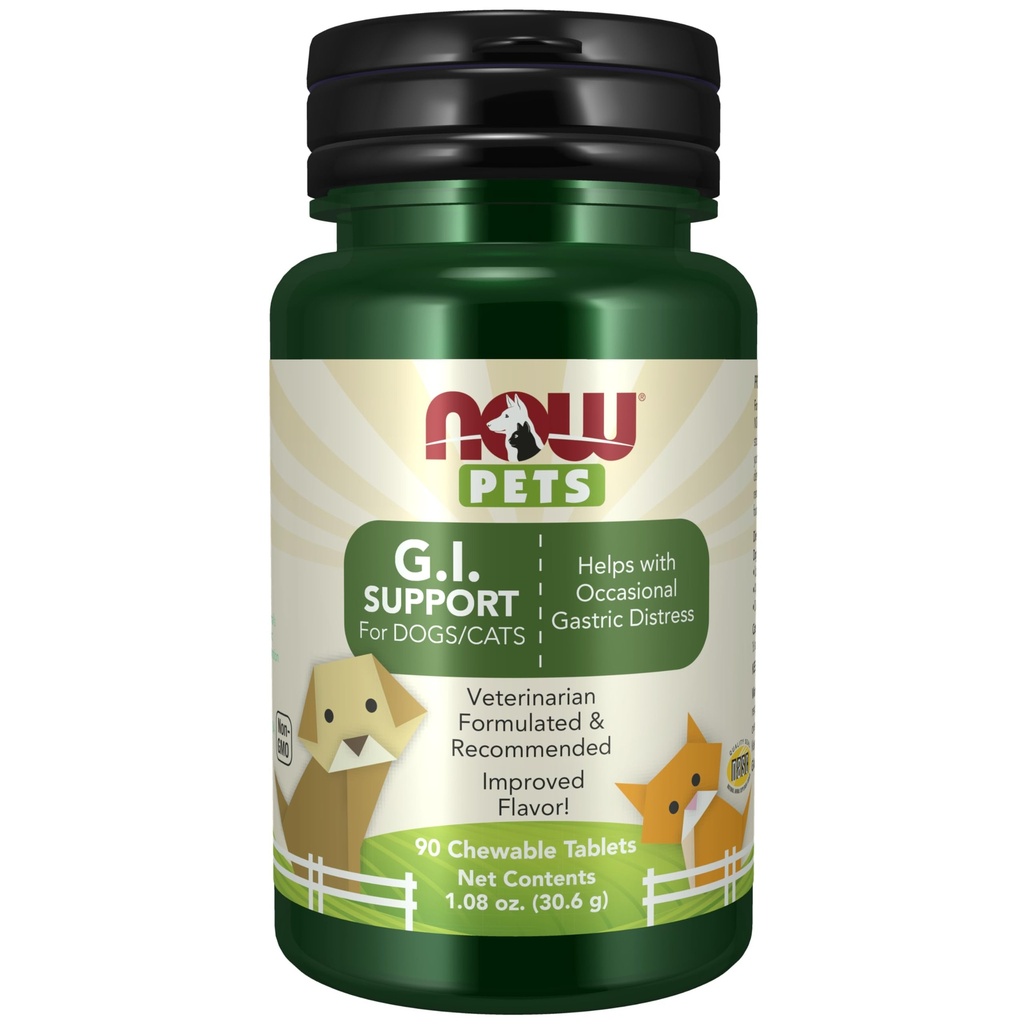 MAINTENANT Pet Health, supplément de soutien G.I., formulé pour les chats et les chiens, certifié NASC, 90 comprimés à croquer