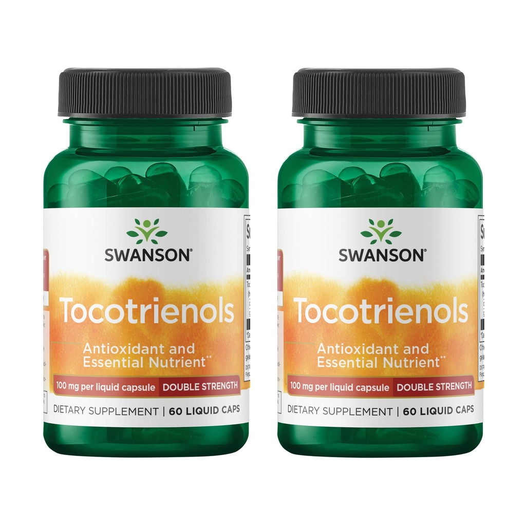 Swanson Tocotriénols à double concentration - Antioxydant - (60 capsules liquides, 100 mg chacune) 2 boîtes