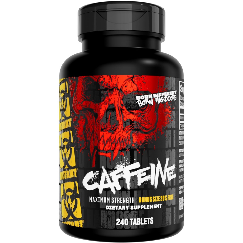 Pilules de caféine mutante – Supplément de caféine pure de qualité pharmaceutique pour stimuler l'énergie, la concentration, l'alerte mentale, la performance et l'endurance – réduit la fatigue et restaure l'éveil – 240 comprimés