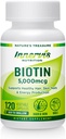 Biotine à haute puissance 5000mcg – Soutient la santé des cheveux, de la peau et des ongles, 120 Capsules de Veggie