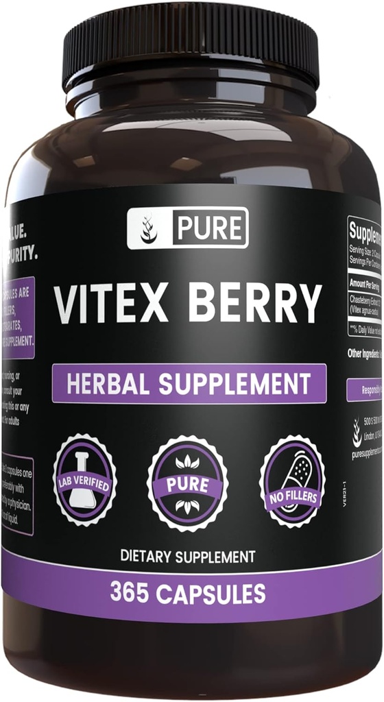 Pure Original Ingredients Vitex Berry (Chasteberry) (365 Capsules) No Magnesium Or Rice Fillers, Always Pure, Lab Verified