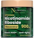 Liposomal Nicotinamide Riboside 900mg Resveratrol & Quercetin – Supplément NAD Plus pour l'antivieillissement, l'énergie cellulaire et améliorer la santé- 80 capsules