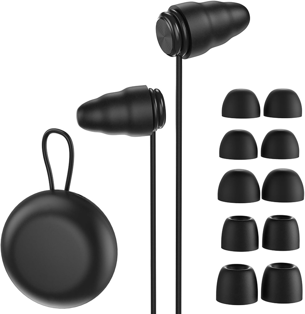 Bougies d'oreilles pour l'annulation du bruit de sommeil, protection auditive réutilisable Bougies d'oreille pour réduction du bruit de 25 et 32 db, 6 paires d'oreilles en S/M/L avec boîtier de rangement noir pour focus, étude, travail,concert