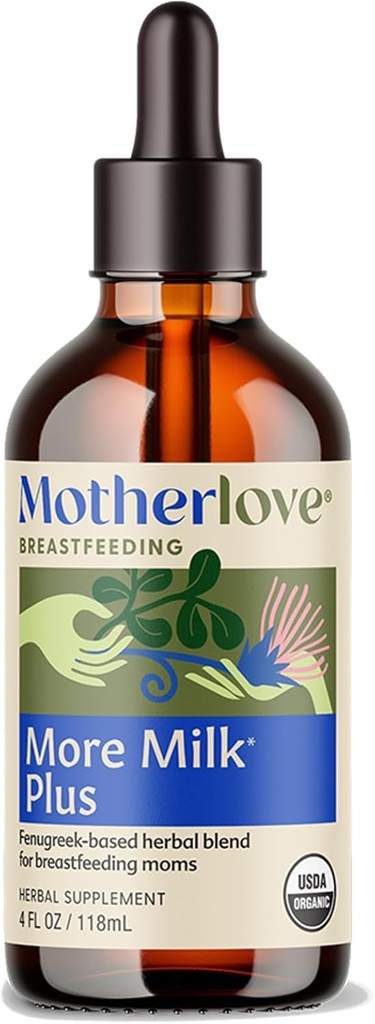 Motherlove Plus Lait Plus Teinture (4 oz Taille de la valeur) Supplément d'allaitement à base de fénugreek pour soutenir l'approvisionnement en lait maternel — certifié par l'USDA biologique, végétalien, casher, sans soja
