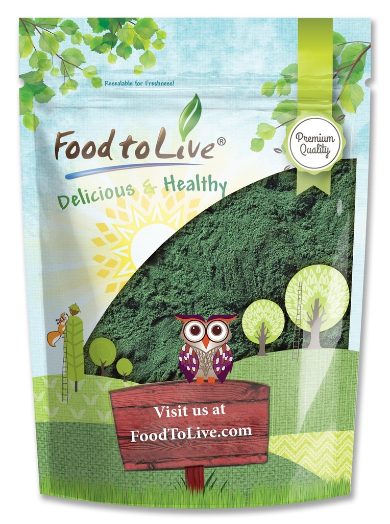 Nourriture pour vivre en poudre de Chlorella, 1 livre - Kosher, Algae Vert cru, Superaliment végétalien, Bulk, Protéine Vert végétalien pur, Riche en vitamines et minéraux, Idéal pour les boissons, thés et smoothies