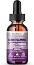 1 Pack Glucosamine Chondroitin MSM Liquid Drops, Extra Strength Joint Support Supplement for Adults Men & Women, Quercetin Boswelia, Bromelain, Antioxidant Immune Support (2 Fl oz)