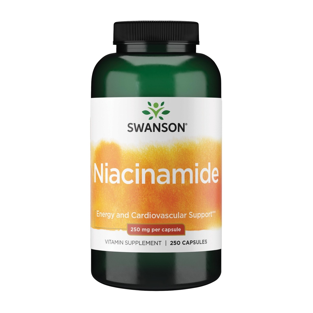 Swanson Niacinamide - Supplément de vitamine B3 Promotion de la santé cardiaque et du soutien énergétique - Peut soutenir une fonction articulaire saine - (250 capsules, 250mg chacune)