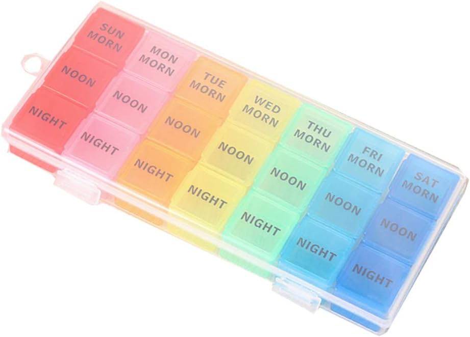Pill Case Pill Clear Organizer Box Pill Organizer 7 Day (3 Times a Day) Weekly Pill Box 21 Slots Medication Organizer with Push Button for Medication Clear Container Case