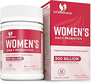 Probiotiques pour les femmes - 300 milliards UFC Probiotique, 12 souches Probiotiques avec prébiotiques Cranberry, femmes sélectionnées Probiotique pour les femmes