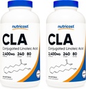 Nutricost CLA (Conjugated Linoleic Acid) 2,400mg, 240 Softgels - Gluten Free, Non-GMO, 800mg Per Softgel (2 Bottles)