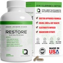 Restaurer 2 En 1 Colon Cleanse & Detox w/ Psyllium - Supports Digestion, Débloquer & Constipation Relief pour les femmes et les hommes, Gut Detox Cleanse w/ Magnésium