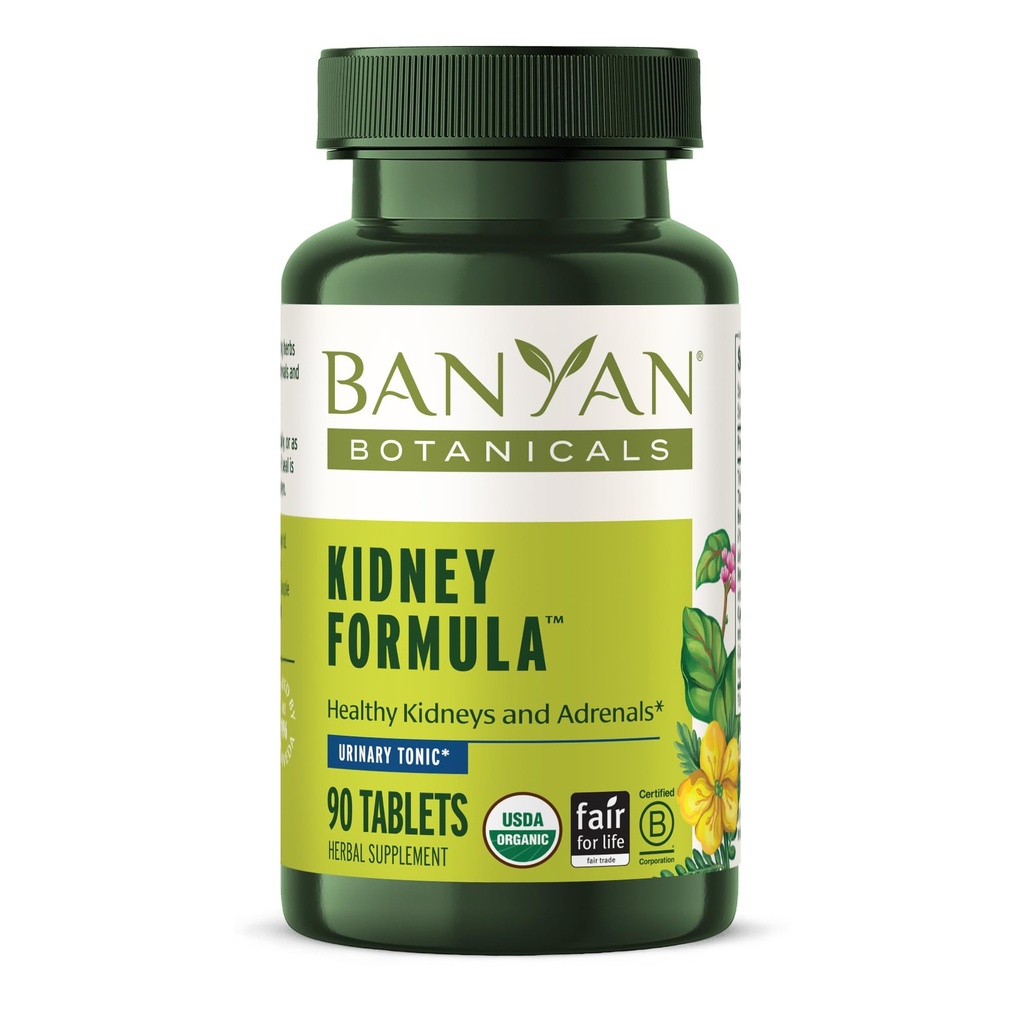 Banyan Botanicals Formule de rein – Supplément de rein biologique avec Gokshura – Mélange de plantes rajeunissant pour soutenir les reins et l'équilibre urinaire* – 90 comprimés – Vegan non-OGM