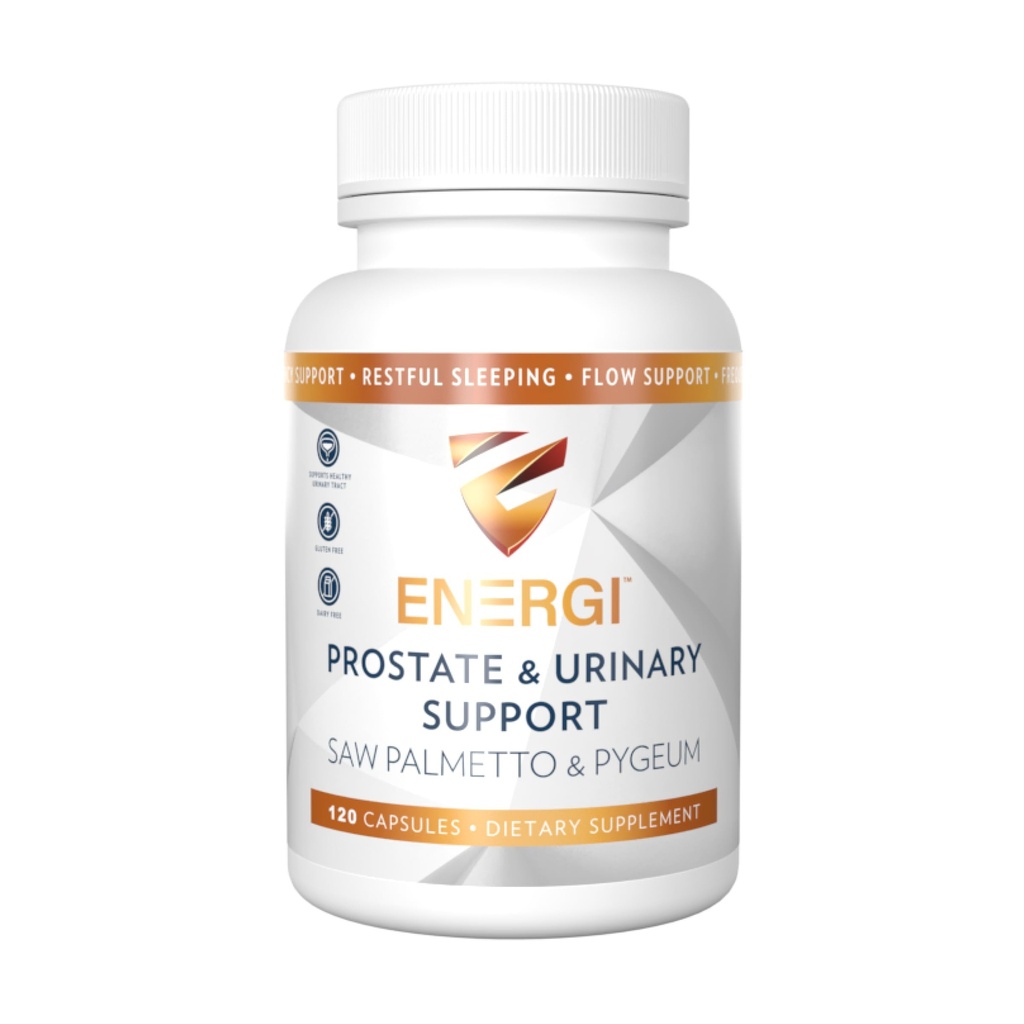 Supplément de soutien à la prostate ENERGI avec Saw Palmetto pour les hommes et les femmes, 200mg Saw Palmetto, 100mg Pygeum Supplément, Graine de citrouille, Suppléments de santé à la prostate, 120 Capsules
