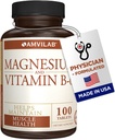 Magnésium et vitamine B6 - Aide à maintenir la santé musculaire - Soutienne la santé cérébrale et la fonction nerveuse - Aide la vitalité quotidienne et la qualité du sommeil - Boost de récupération - Supplément alimentaire - 100 comprimés