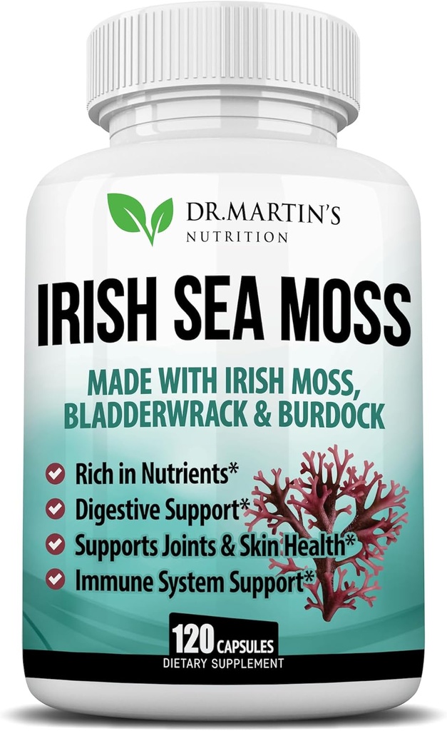 2625mg Irish Sea Moss Supplement 120 Capsules (en anglais seulement) SeaMoss Bladderwrack Burdock Root Capsules (en anglais seulement) Contain 92 Vitamines & Minéraux Pour Immunity, Gut, Joint & Skin Health
