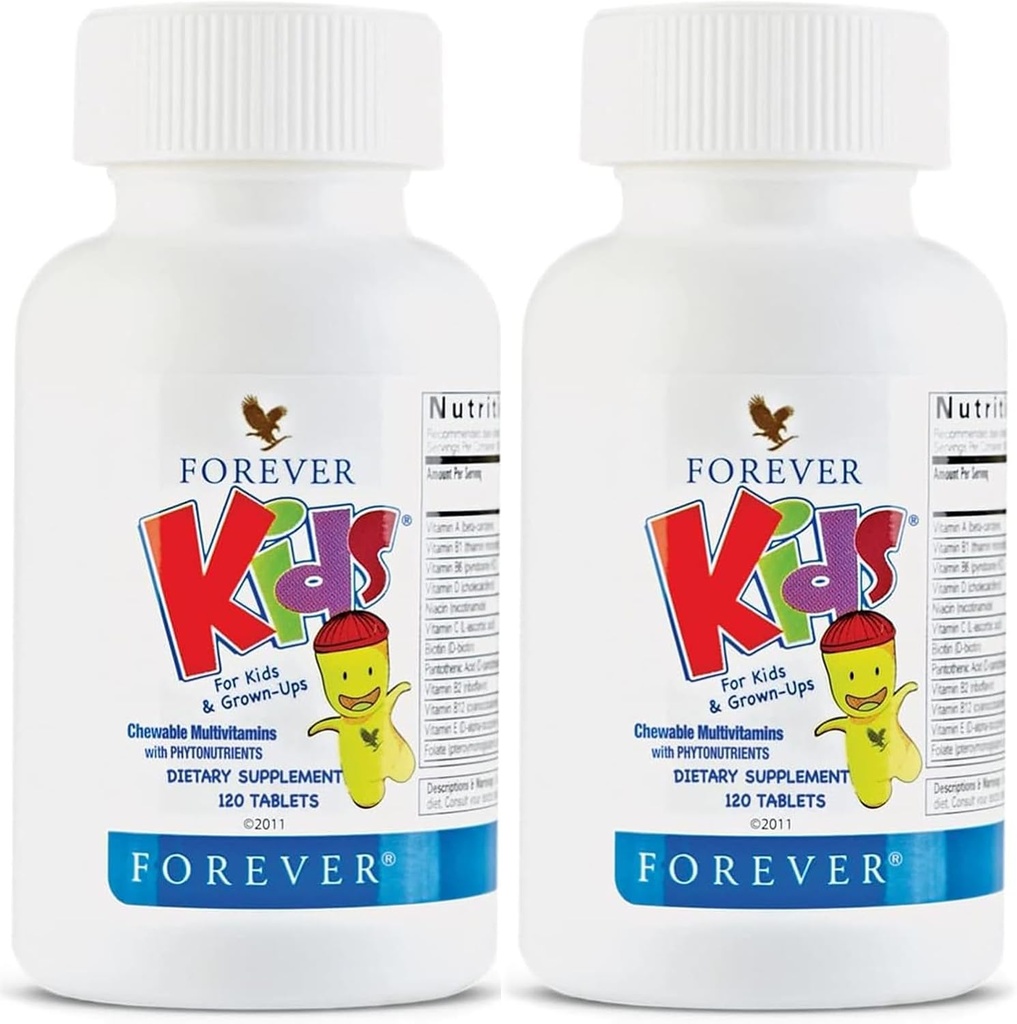 Forever Living - Kids Chewable Multivitamin - Grape Flavor for Healthy Growth and Development - No Artificial Flavors - 120 Tablets (Pack of 2)