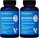VitaMedica Bromelain & Quercetin Supplément - 500mg Bromelain 250mg Quercetin - 2400 GDU pour l'immunité, le soutien articulaire, l'inflammation et la récupération musculaire - 60 Capsules Vegan - 30 portions (2 pack)