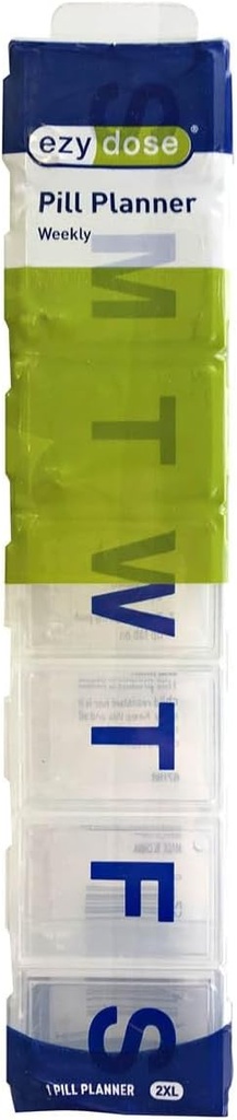 EZY DOSE Hebdomadaire (7 jours) Organisateur de pilules, caisse de vitamine et boîte de médecine, lys clairs, 2X-Grand