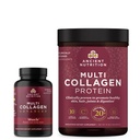 Ancient Nutrition Multi collagène Capsules avancées, Muscle, 90 Compte + poudre de protéines multi collagène, Sans saveur, 45 portions