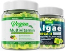 Omega végétalien 3 Gommies 1000mg avec multivitamine végétalienne pour les femmes hommes avec le fer, vitamine B12, A, D3, K2, Algae Omega 3, Magnésium, zinc