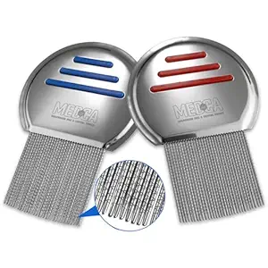 Peigne de lice - (paquet de 2) Peignes de lice professionnelle en acier inoxydable et traitement de la tête de lice pour se débarrasser efficacement du lice et des nichons, meilleurs résultats pour l'infection et la réinfection chez les enfants et les adultes
