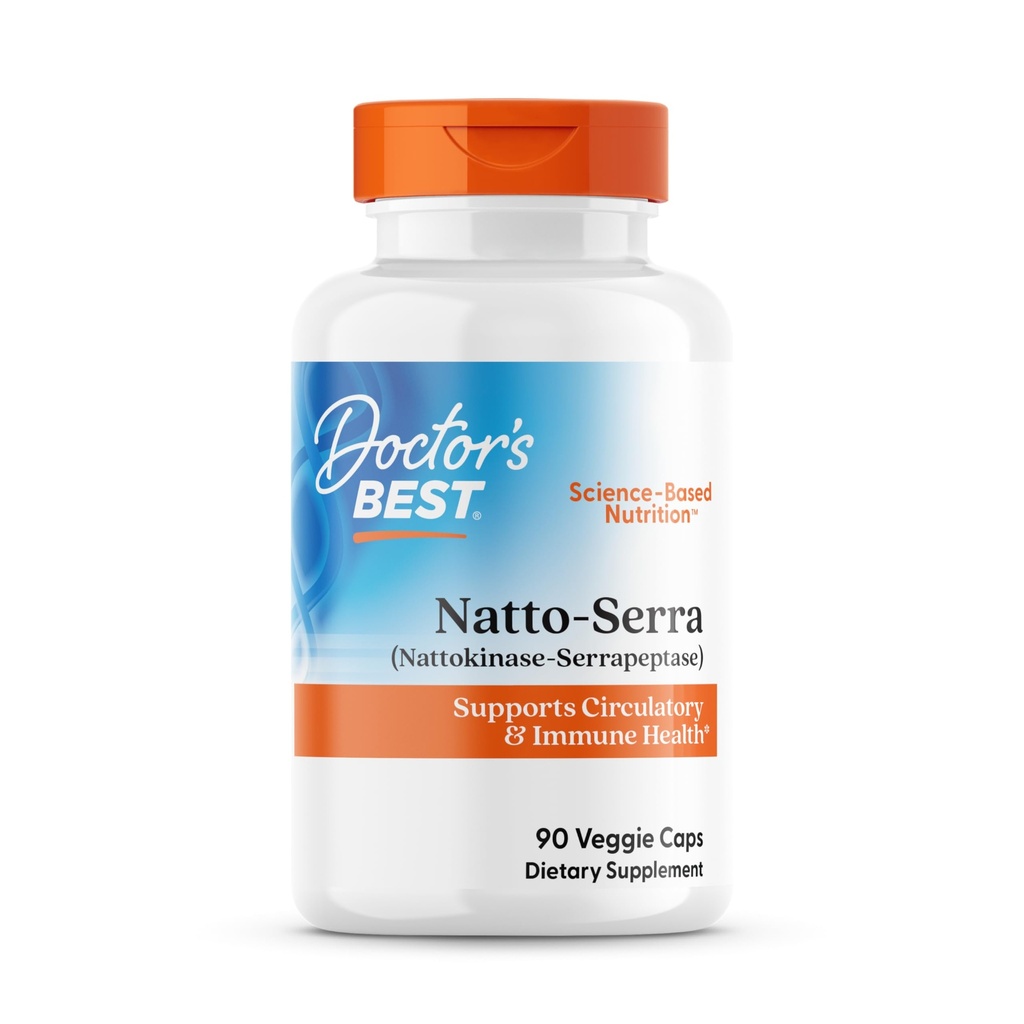 Médecins Best Natto-Serra, soutient la santé circulatoire et immunitaire, non-OGM, végétalien 90 Veggie Caps