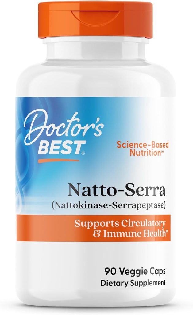 Médecins Best Natto-Serra, soutient la santé circulatoire et immunitaire, non-OGM, végétalien 90 Veggie Caps