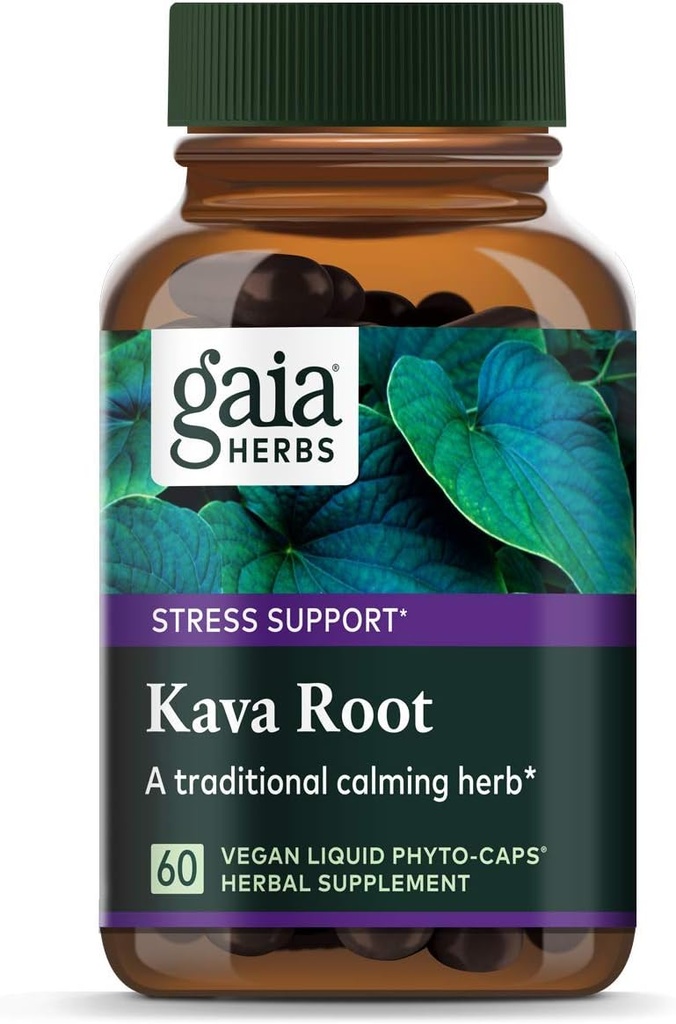 Gaia Herbs Kava Kava Root, Capsules liquides végétaliens, 60 Compte - Soutient l'équilibre émotionnel, le calme et la relaxation, la puissance garantie 75mg Kavalactone active