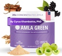 Amla Powder & Immunity Blend Superfood Supplément avec Elderberry, 20x Ultra Concentré Amla, Immune Support, Fabriqué avec Ginger, cannelle, menthe poivrée, fraises indiennes, immunité, 30 portions