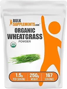 BulkSupplements.com Poudre de blé biologique - Poudre de Super Greens biologique, supplément de Superfoods - Vegan & Gluten Free, 1,5g par portion, 250g (8,8 oz) (paquet de 1)