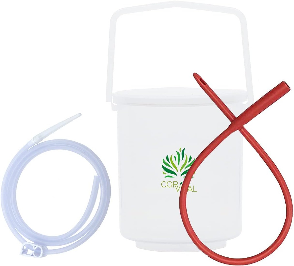 Kit de lavement de café pour le nettoyage des colonies - recommandé par Gerson Kit de lavement à domicile - Kit de seau de lavement avec tube rouge - Colon Detox Organic Coffee Laema - Lavement Coffee Colon Cleanser - Colon Health