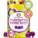 NUTRAMIN Energy Boost Vitamine Gummy - Sauter le café et stimuler votre énergie, sans caféine, sans sucre, végétalien, B12, thé vert, Ashwagandha, Garcinia Cambogia, Adaptogène aux framboises - 90 ct