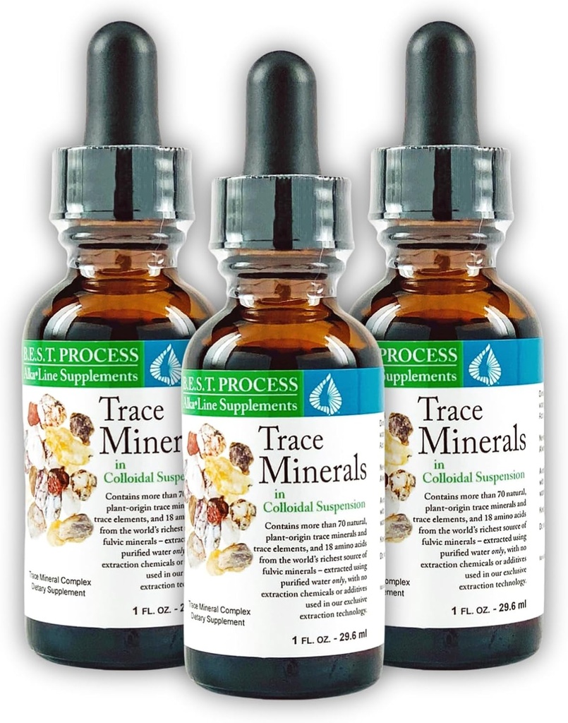 Morter Trace Minerals in Colloïdal Suspension (3 Pack) Morter HealthSystem Best Process Alkaline — Nutrient Dense Trace Elements, Fulvic Minerals & Amino Acides
