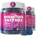 Enzymes digestifs pour les femmes et les hommes Gummies w/ Probiotiques, Papaya, Bromelain, Ginger - Bloating Relief & Gut Health Supplément à croquer Digest Protéines Carbes laitiers Végéties Graisses, Vegan sans sucre, 120Cts