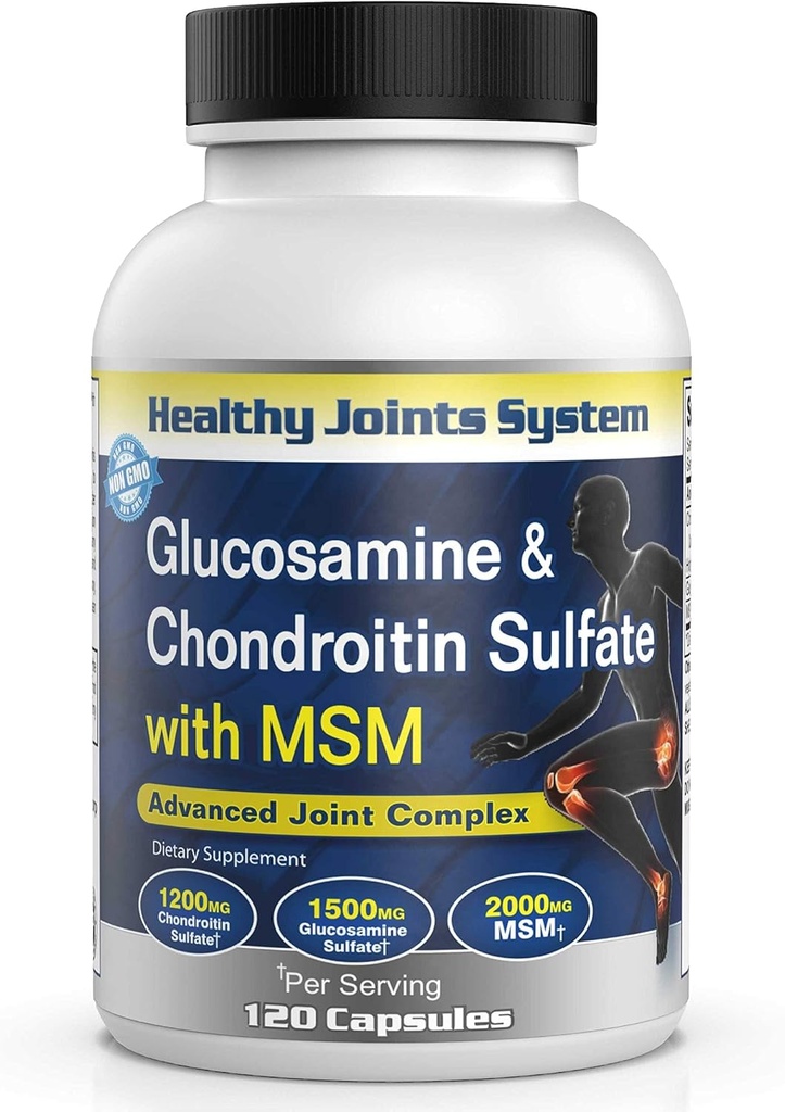 Glucosamine Chondroïtine MSM Supplément pour la santé des articulations et des os - 120 capsules
